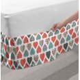 thumbnail image 2 of Valentines Bed Skirt, Retro Style up and down Hearts with Stripes Waves and Checkered Patterns, Elastic Bedskirt Dust Ruffle Wrap Around for Bedding Decor, 4 Sizes, Teal Coral White, by Ambesonne, 2 of 2