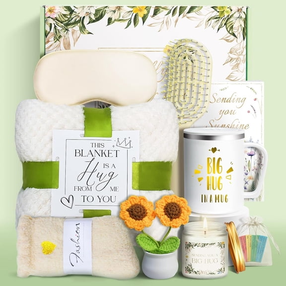 11 count Birthday Gifts for Women, Get Well Soon Gifts Baskets for Women Self Care Gifts, Care Package After Thinking of You Sympathy , for Mom w/Blanket