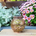 thumbnail image 3 of 2 Pack Outdoor Solar Hanging Lantern Lights Metal LED Decorative Light for Garden Patio Yard Lawn and Tabletop with Hollowed-Out Design. Bronze Color., 3 of 10