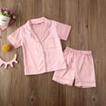 thumbnail image 6 of Kids Toddler Baby Girl Boy Satin Pajamas Set Short Sleeve Button Down Pajama Shirt Top+Shorts Bottoms Sleepwear Outfits, 6 of 7