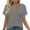 Gray, variant on ZKCCNUK Plus Size Tops for Women Short Sleeve V Neck Tops with Side Shirring Loose Fit Shirts