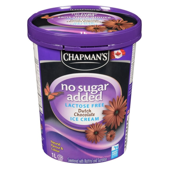 Chapman's No Sugar Added/Lactose Free Dutch Chocolate Ice Cream in a Tub, 1L