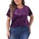 thumbnail image 1 of Camisetas de mujer de tallas grandes Agnes Orinda, camiseta de cuello redondo de manga corta, camiseta de terciopelo 2X morada, 1 of 5