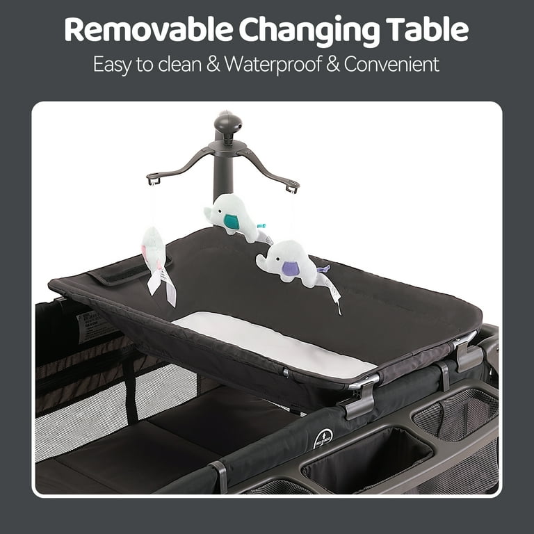 Pamo Babe Unisex Nursery Center Baby Playard with Bassinet & Changing Table, 0-36 Months