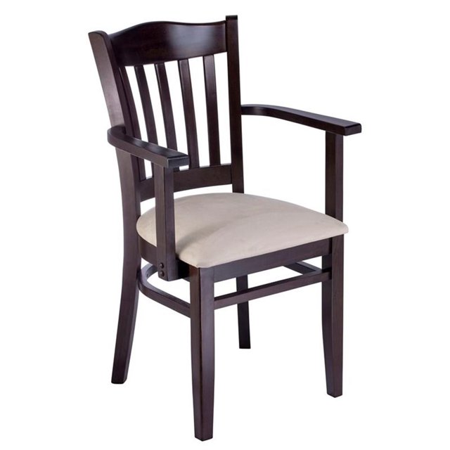 Beechwood Mountain Hybrid Dining Arm Chair in Walnut and Cream