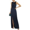 Halston Womens Draped Hammered Satin Gown 0 Dark Navy - NWT $495