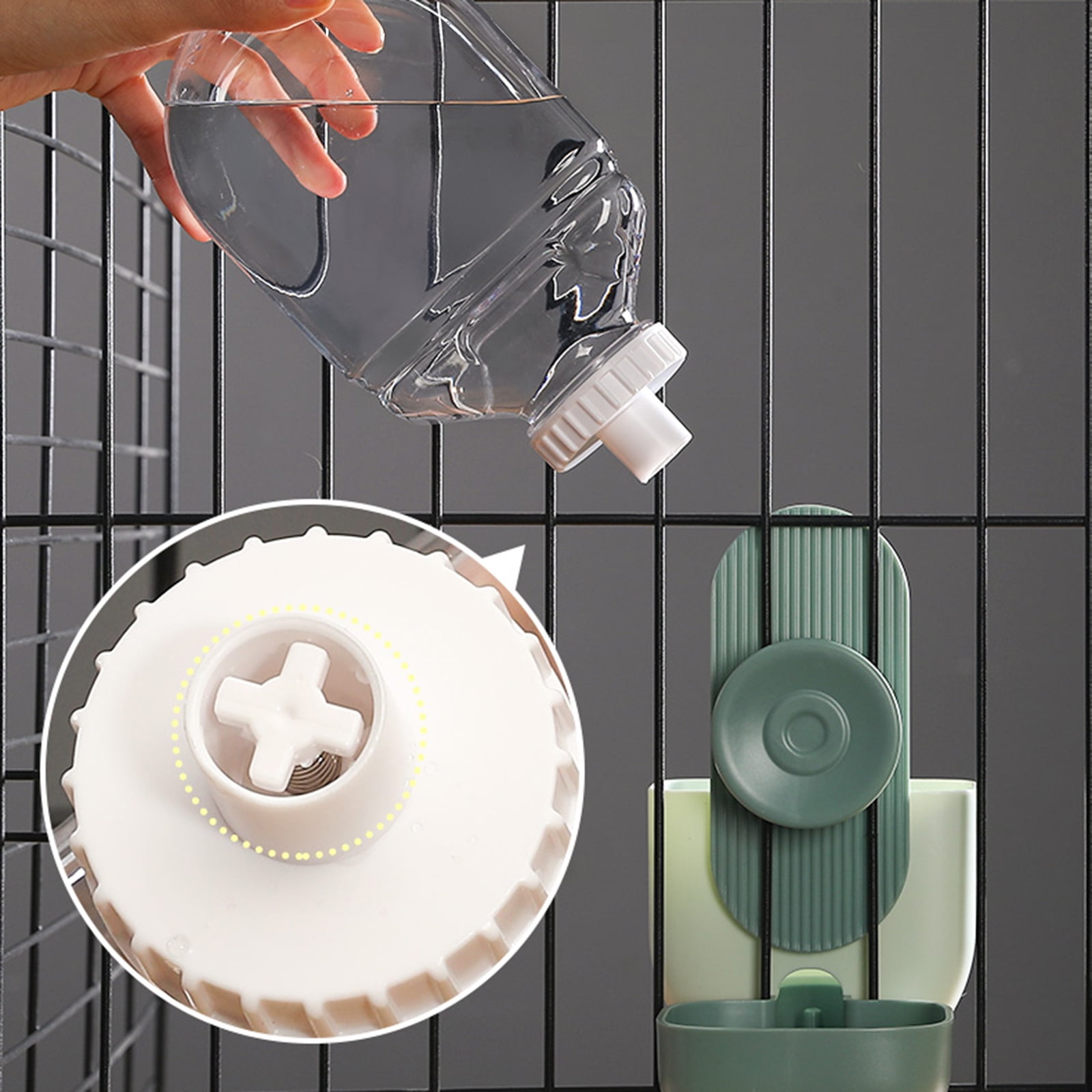 Cat Cage Hanging Automatic Food Water Dispenser, Gravity Dog Feeder and Water Dispenser Set, Cat Food and Water Dispenser Food Bowl for Puppy Bunny