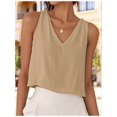 thumbnail image 2 of Women'S Crop Tank Tops Spring Summer Sleeveless V Neck Cropped Casual Beach Tops Shirts Khaki XS, 2 of 7
