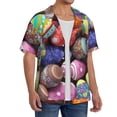 thumbnail image 2 of Sikiie Easter Eggs1 Men's Wrinkle Free Untucked Cuban Shirt Business Casual Button Down Shirts Short Sleeve ShirtLarge, 2 of 5