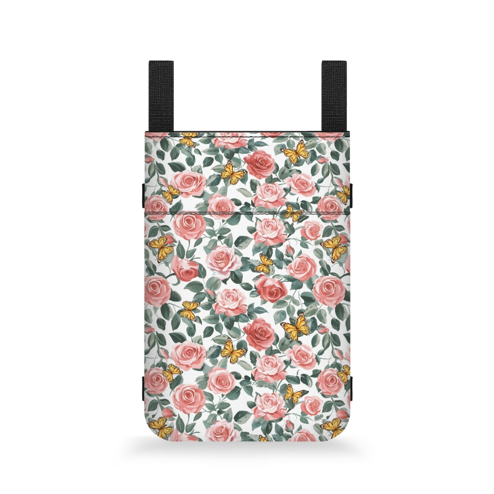 COEQINE Rose Crutch Case Butterfly Walker Storage Accessory Crutch Carrying Bag Removable Large Capacity Crutch Storage Bag Forearm Crutch Bag Pouch Gifts for Seniors Women