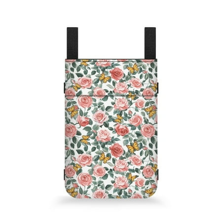 COEQINE Rose Crutch Case Butterfly Walker Storage Accessory Crutch Carrying Bag Removable Large Capacity Crutch Storage Bag Forearm Crutch Bag Pouch Gifts for Seniors Women