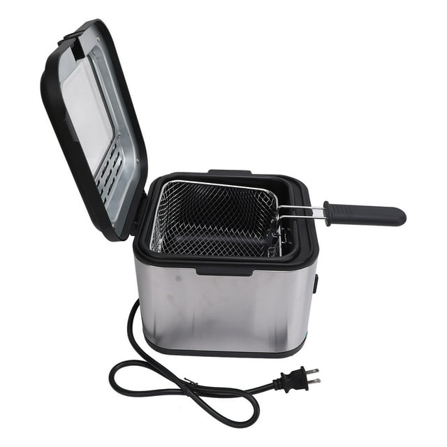 Freidora Eléctrica, Freidora Eléctrica 2.5L Temperatura Ajustable Acero Inoxidable 1000W Multifunción Enchufe Estadounidense 110V Para Filete De Pollo