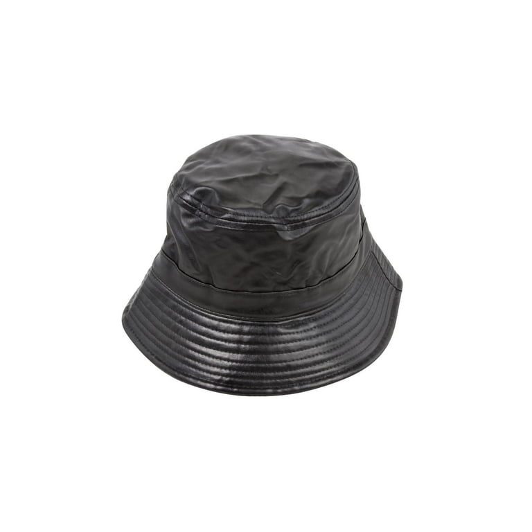 Black Wet Look Pu Bucket Hat