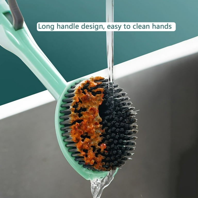 1pc Automatic Liquid Dispensing Kitchen Brush With Long Handle And