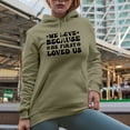 thumbnail image 2 of We Love Because He First Loved Us, 1 John 4 19 Scripture Text or Quote Art, Sand Hooded Sweatshirt or Hoodie, Small, 2 of 5