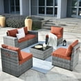 thumbnail image 2 of Ovios 6 Piece Outdoor Furniture All Weather Wicker Patio Conversation Sectional Couch with 7.68" Armrest for Garden Backyard, 2 of 6