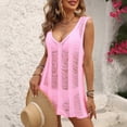 thumbnail image 2 of HJYCHN Swimsuit Coverup for Women Deep V Neck Lace Knitted Beach Cover Up Dress Hollow Out Bikini Outerwear Swim Suit Coverup for Women Pink M, 2 of 3