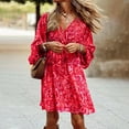 thumbnail image 2 of Leesechin Boho Dresses for Women Fall Casual Long Sleeve V-Neck Mid-Calf Dress, 2 of 6