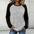 thumbnail image 2 of VBVC Women's Striped Raglan Sleeve Long Sleeve Top , Ladies' Color Block Crew Neck Shirt , Casual Baseball Tee Pullover For Women, S-2XL, 2 of 7