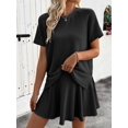 thumbnail image 6 of Women 2 Piece Skirt Set Summer Cruise Outfits Ribbed Loose Short Sleeve Matching Lounge Sets Dark Gray L, 6 of 8
