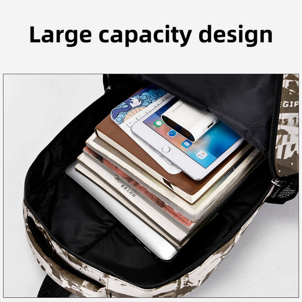 Mochila escolar para niños y niñas, camuflaje, con compartimento para laptop, múltiples bolsillos, para niños y adolescentes, amarilla 3