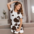 thumbnail image 3 of Fotbe Brown Cow Bata de Dormir para Mujer con Estampado, Camisón de Algodón de Manga Corta, Ropa de Dormir Casual, 3 of 6