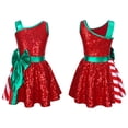 thumbnail image 3 of Alvivi Kids Girls Shiny Sequin Christmas Dress Elf Costume Dance Leotard 4-14 A Red 8, 3 of 7