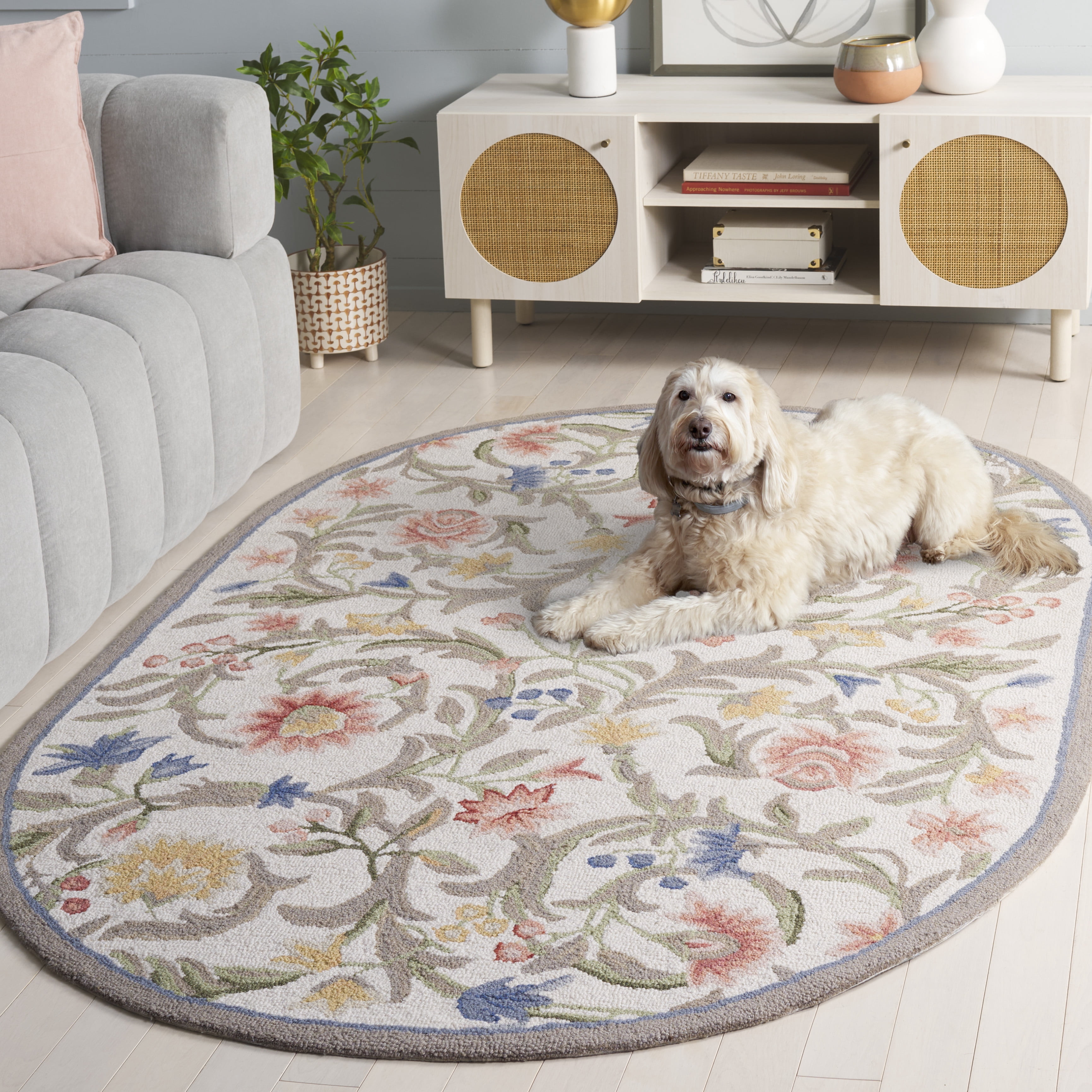 Safavieh Chelsea Baxter Bordered Wool Area Rug, Ivory, 6' x 9' Oval