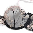 thumbnail image 2 of Women s Underwired See Through Sheer Bra and Panties Mesh Unlined Sexy Floral Lace Bralettes Plus Size, 2 of 6