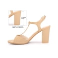 thumbnail image 2 of BLISSFUL STEP Open Toe T-Strap Block Heel Sandals for Women Beige (Size 5.5), 2 of 7