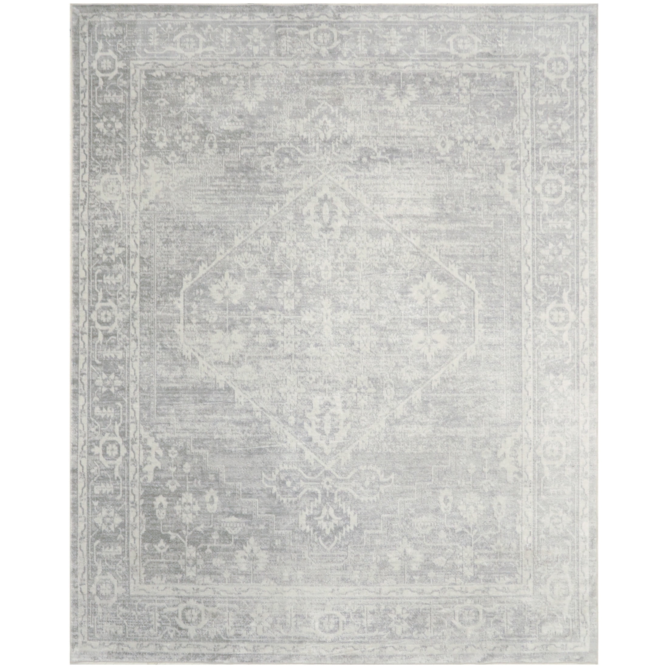 Nourison Astra Machine Washable 10' x 14' Light Grey Vintage Indoor Rug