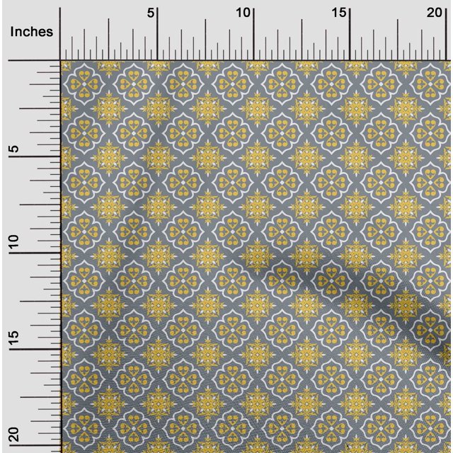 oneOone Rayon Gray Fabric Floral & Tiles Moroccan Sewing Craft Projects Fabric Prints By Yard 56 Inch Wide