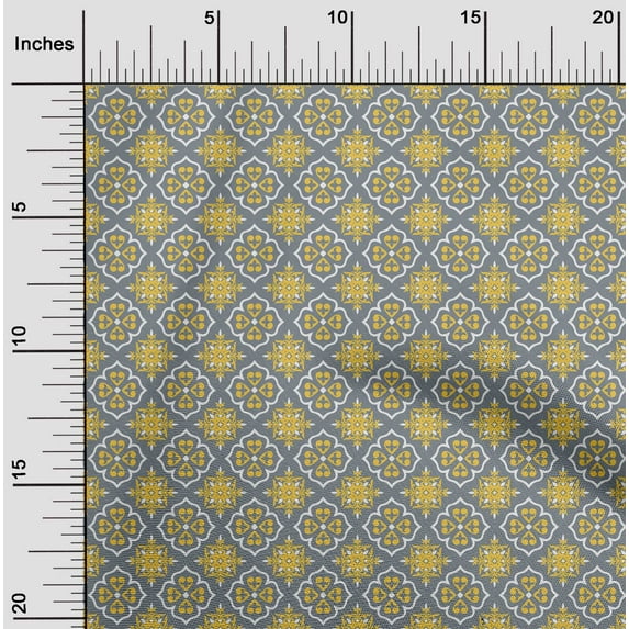 oneOone Velvet Gray Fabric Floral & Tiles Moroccan Dress Material Fabric Print Fabric By The Yard 58 Inch Wide