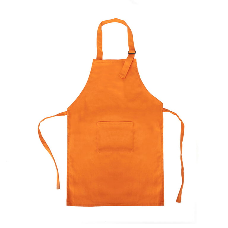 Opromo Colorful Cotton Canvas Kid\'s Aprons with Pocket, Artist Apron &  Chef Apron (Orange, 27L x 22W) 