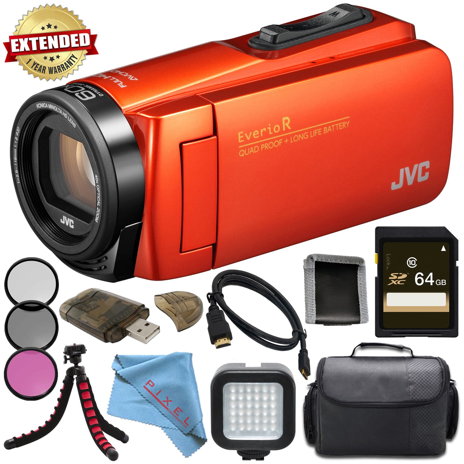 JVC Everio GZR460BUS QuadProof HD Camcorder with 40x Optical Zoom