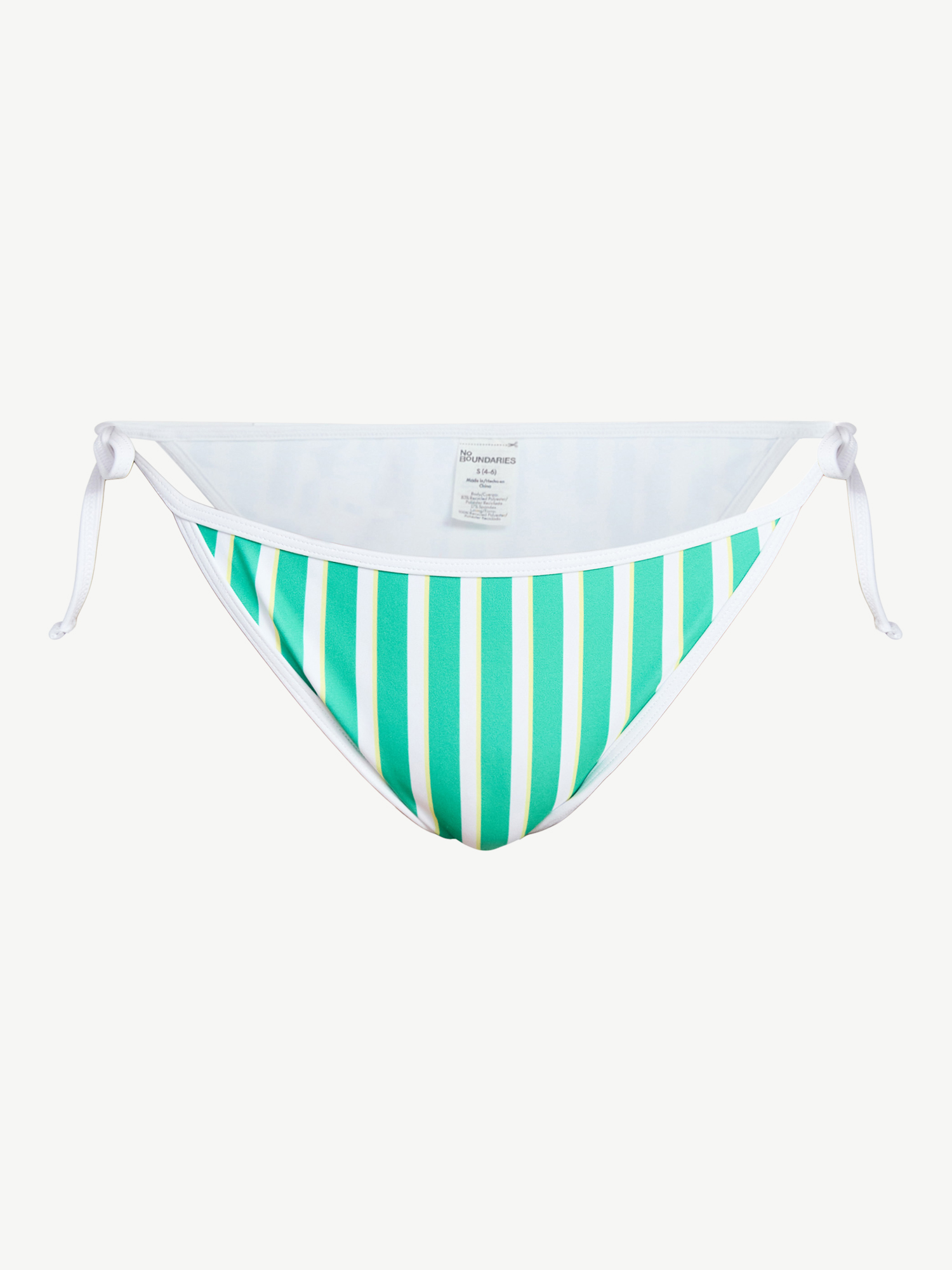 No Boundaries Sporty Striped Side Tie Bikini Bottoms, Women’s XXS-XXL