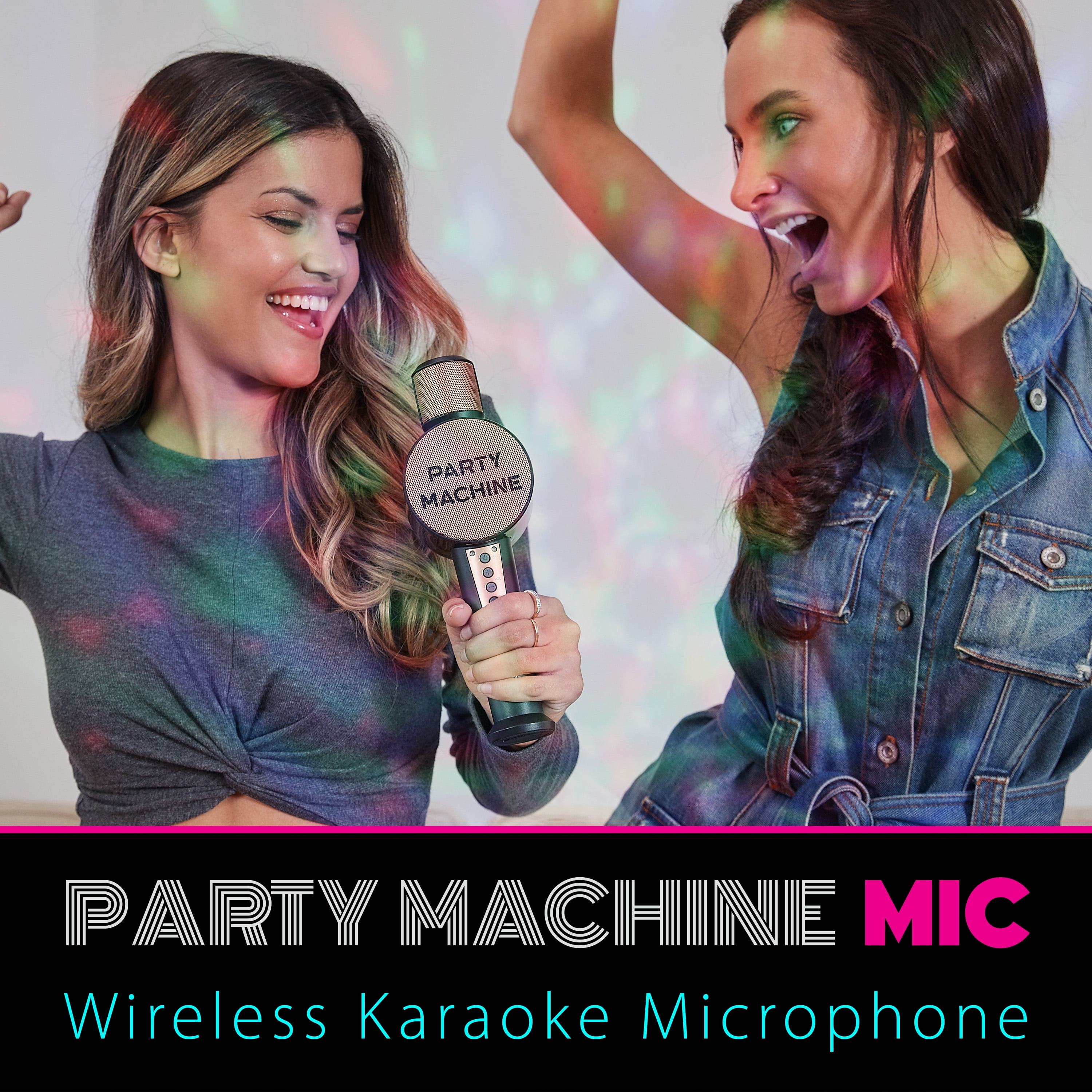 The Singing Machine Party Microphone Instrument with Bluetooth and Voice Changers, Rose Gold