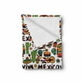 thumbnail image 2 of Mexican Soft Flannel Fleece Throw Blanket, Viva Mexico Native Elements Poncho Tequila Salsa and Hot Peppers Image, Cozy Plush for Indoor and Outdoor Use, 50" x 70", Multicolor, by Ambesonne, 2 of 6