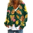 thumbnail image 1 of Cárdigan informal con estampado de hojas para mujer, chaqueta con botones, blusa de poliéster, para otoño e invierno, 1 of 4