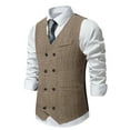 thumbnail image 4 of Work Vest For Men Qiggri Men Fashion Retro Have Pockets Double-Breasted V-Neck Vest Tops Blouse Mens Suit Vest, 4 of 9