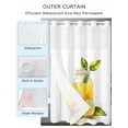 thumbnail image 2 of No Hook Cloth Fabric Shower Curtain with Snap in Liner, Summer Lemon Waterproof Shower Curtains Set with See Through Top Window, Yellow Watercolor Pastel Country Retro Bath Curtains Shower 66"x72", 2 of 6