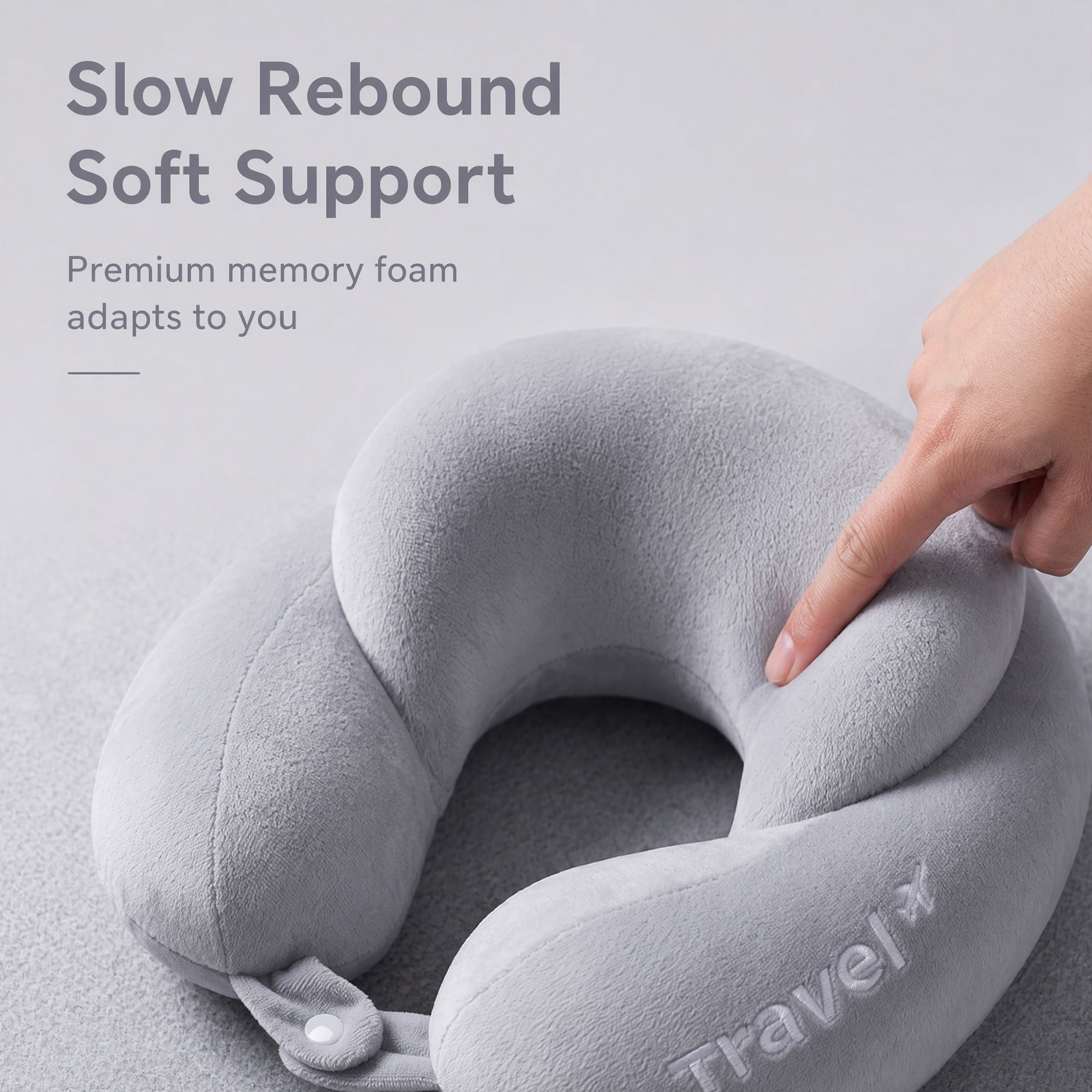 Unique Bargains PP Cotton Travel U Shape Neck Pillow for Airplane Light Gray 11"x11"