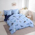thumbnail image 2 of Feelyou Tropical Sea Animal Bedding Comforter Set for Kids Boys Girls, Kawaii Shark Animal Queen Bedding Sets, Sky Blue, Blue Reversible, 7-Piece, 2 of 7