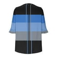 thumbnail image 4 of Charella 3/4 Sleeve Tops for Women Fashion Color Block V Nack Ruffle Sleeve Shirts Business Casual Blouses (S, Blue 2), 4 of 5