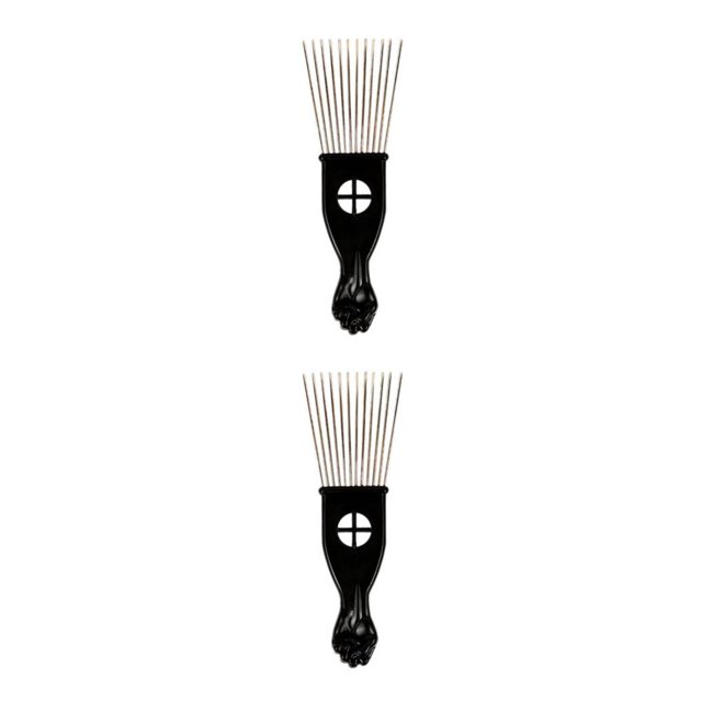 Thinsony Detangle and Style with Ease Black Wide-Tooth Afro Hair Lifting Pik Pick Comb Type A 2Set
