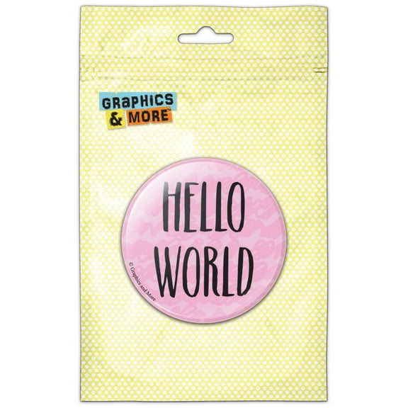 Hello World Pink Scribbles Refrigerator Button Magnet
