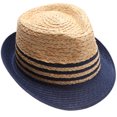 thumbnail image 4 of MIRMARU Summer Trilby Short Brim Sun Straw Fedora Hat Cap with Color Striped., 4 of 5