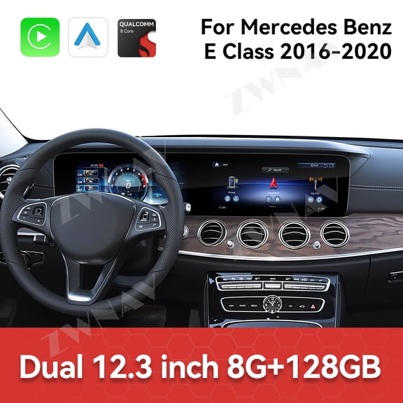 ZWNAV Dual 12.3 inch Digital instrument panel For Mercedes Benz E Class 2016-2020 speedometer, Android radio, wireless CarPlay, GPS,Plug and Play