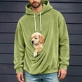 thumbnail image 2 of Oksale Fuzzy Pet Pouch Hoodies for Men Soft Cozy Sherpa Fleece Hoodie Sweatshirts with Kangarooo Pockets Long Sleeve Winter Clothes Army Green S, 2 of 7