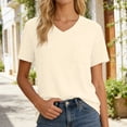 thumbnail image 3 of T Shirts for Women 2026 Summer Short Sleeve V Neck Casual Loose Plain Tshirts Work Blouse Basic Tees with Chest Pocket, 3 of 6